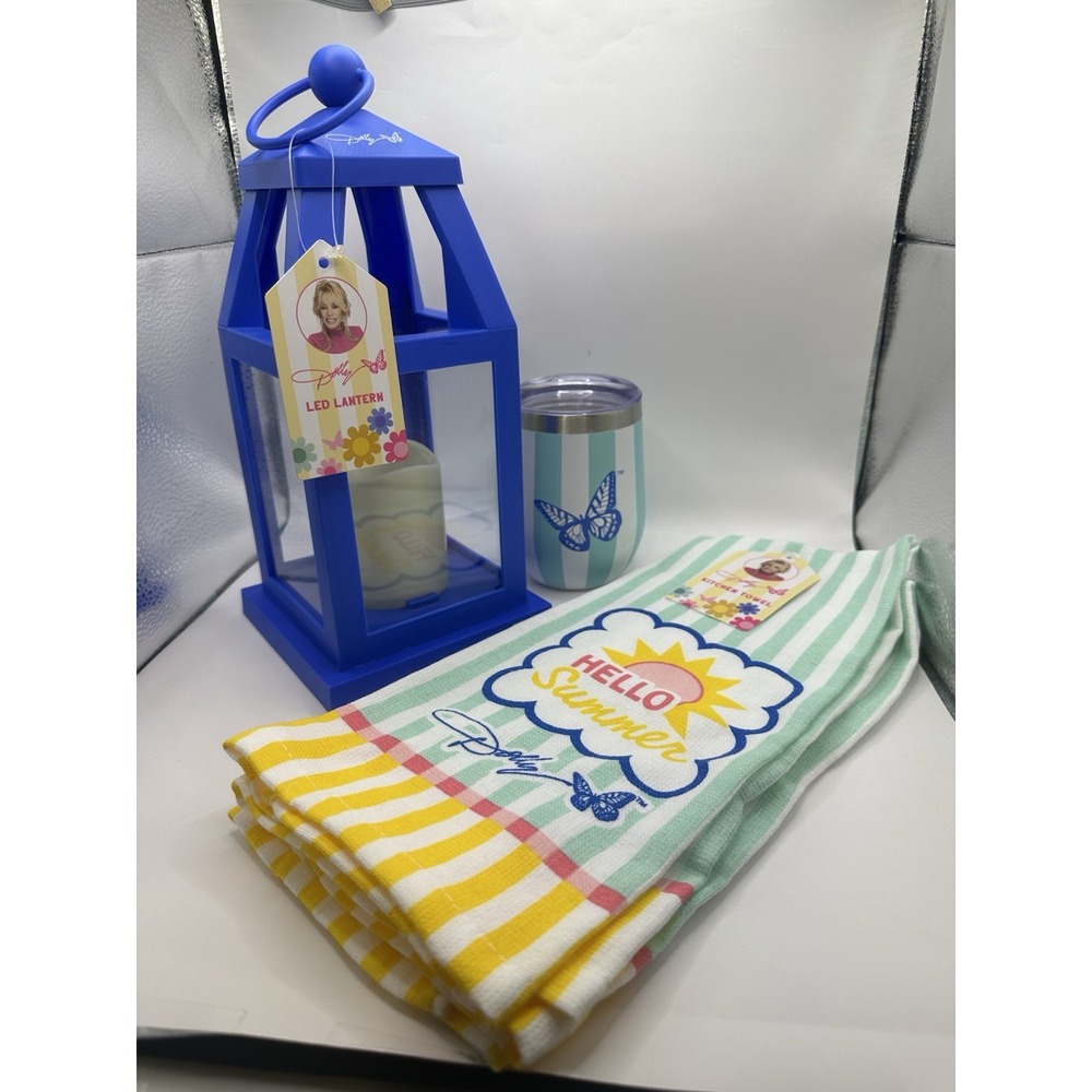 DG Dolly Parton Spring Home Kitchen Lot Brand New With Tags Blue Lantern Cup